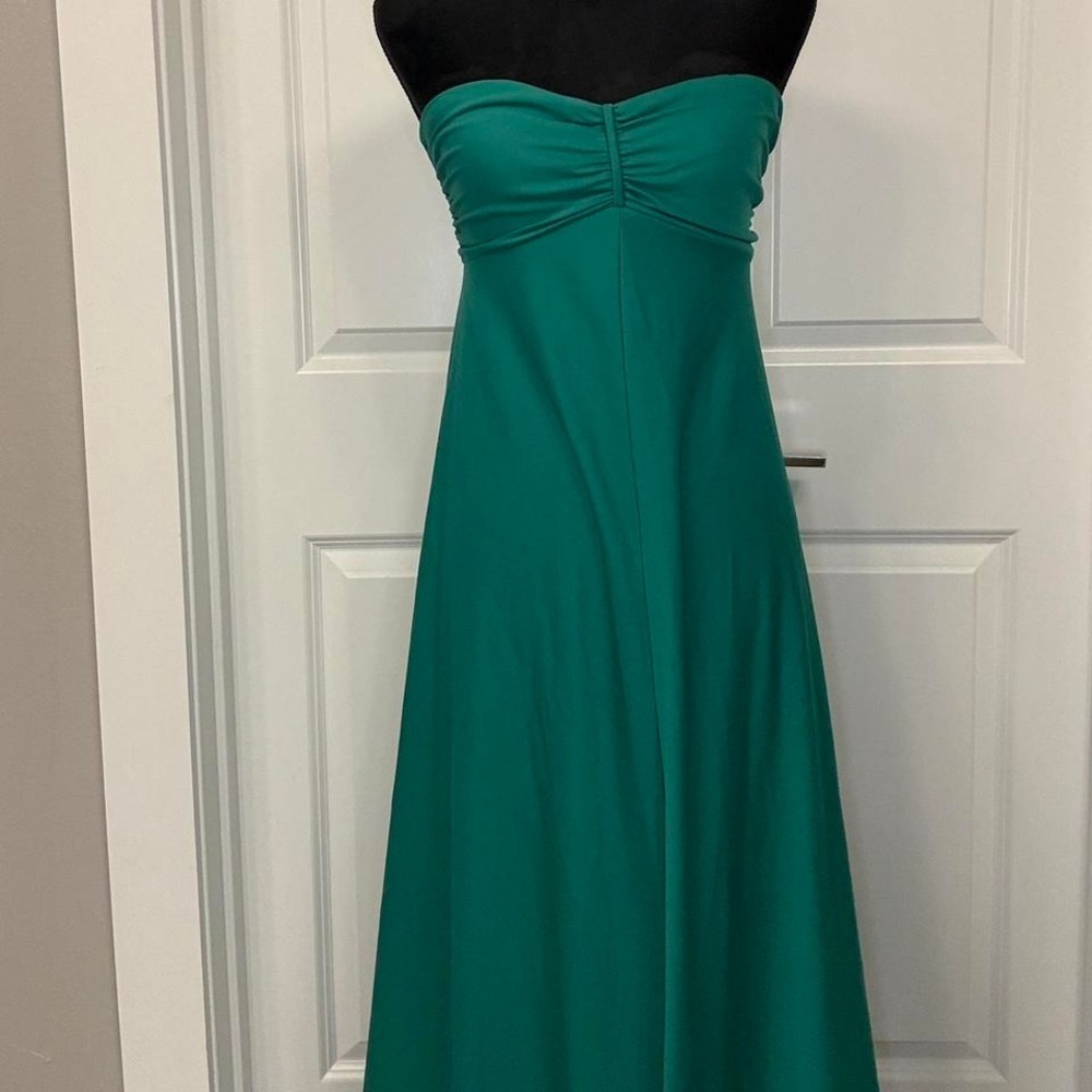 St. Patrick's Day Vintage Emerald Green Strapless Maxi Dress Prom Wedding Medium